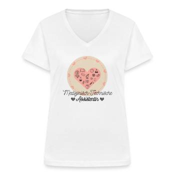 Love science MTA - Frauen-T-Shirt mit V-Ausschnitt - Weiß - Vorne - Lela (165cm)