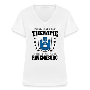 Ravensburg Therapie Ravensburger Oberschwaben - Frauen-T-Shirt mit V-Ausschnitt - Weiß - Vorne - Lela (165cm)