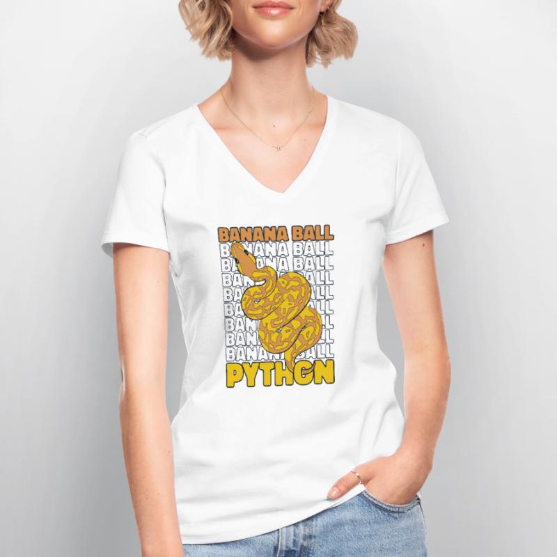 Banana Ball Python Schlange Python Banana Ball Frauen-T-Shirt mit V-Ausschnitt