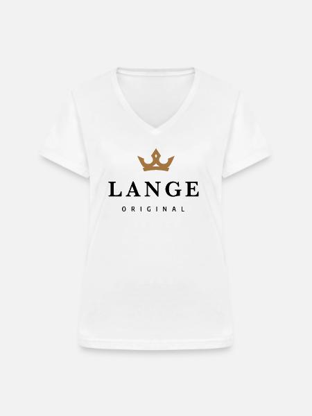 Lange - Frauen-T-Shirt mit V-Ausschnitt - Weiß