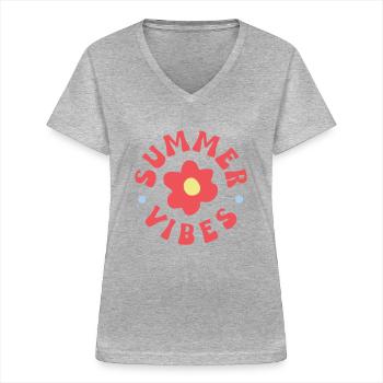 Summer Vibes - Women's V-neck T-shirt - sports grey - Front - Lela (165cm)