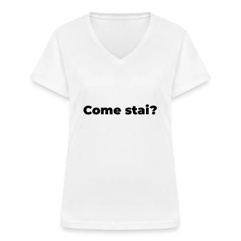 come stai - Frauen-T-Shirt mit V-Ausschnitt - Weiß - Vorne - Lela (165cm)