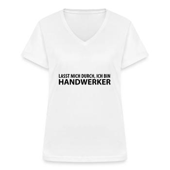 handwerker - Frauen-T-Shirt mit V-Ausschnitt - Weiß - Vorne - Lela (165cm)