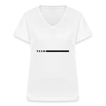 Team Sport Partner Look Design + YOUR TEXT - Women's V-neck T-shirt - white - Front - Lela (165cm)