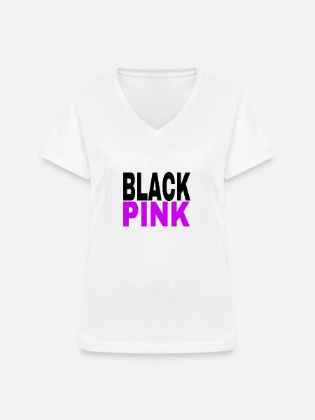 BLACKPINK - Frauen-T-Shirt mit V-Ausschnitt - Weiß