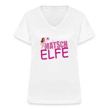 Muddy run shirt mud Matsch Lauf Elfe Team Frau - Frauen-T-Shirt mit V-Ausschnitt - Weiß - Vorne - Lela (165cm)