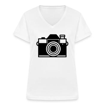 Kamera - Frauen-T-Shirt mit V-Ausschnitt - Weiß - Vorne - Lela (165cm)