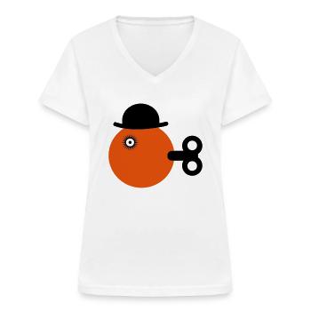 Orange im Uhrzeigersinn - Frauen-T-Shirt mit V-Ausschnitt - Weiß - Vorne - Lela (165cm)