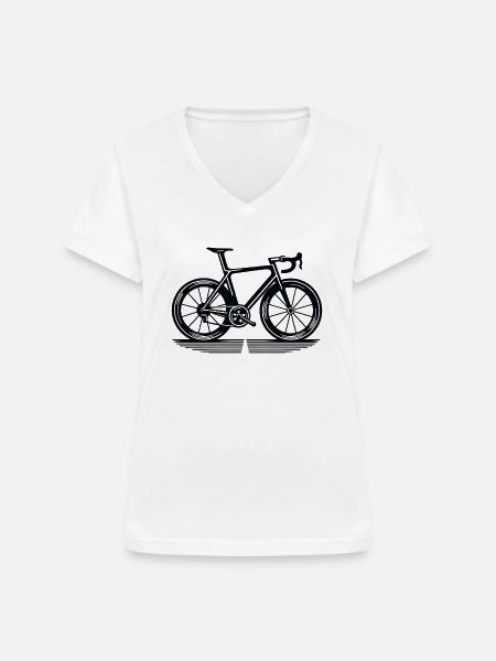 Rennrad - Frauen-T-Shirt mit V-Ausschnitt - Weiß
