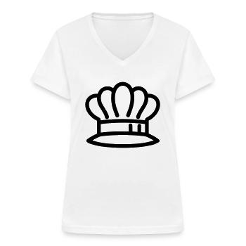 Toque Chef de cuisine - T-shirt col V Femme - blanc - Devant - Lela (165cm)