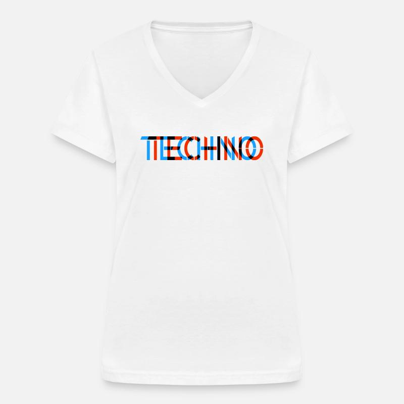 Techno - Rave - Geschenk - Techno merch - trippy - Frauen-T-Shirt mit V-Ausschnitt - Weiß