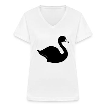 Swan - Women's V-neck T-shirt - white - Front - Lela (165cm)