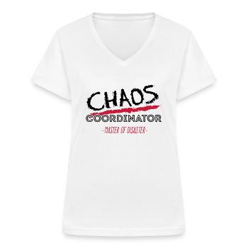 Chaos Coordinator Master of disaster - 2C Farbwech - Frauen-T-Shirt mit V-Ausschnitt - Weiß - Vorne - Lela (165cm)