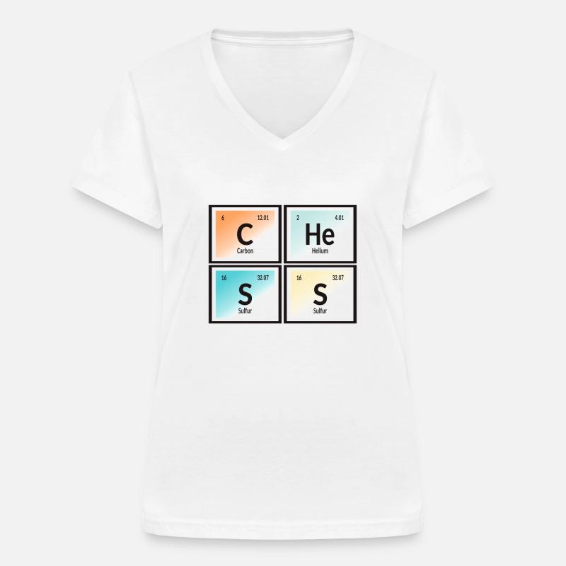 Schach | Periodensystem der Elemente - Frauen-T-Shirt mit V-Ausschnitt - Weiß