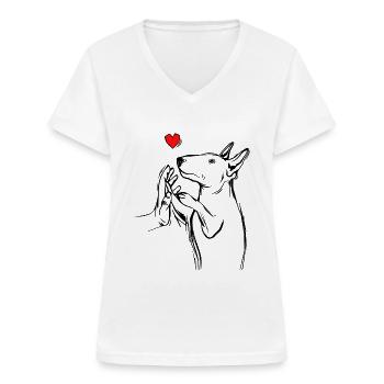 Bullterrier - Frauen-T-Shirt mit V-Ausschnitt - Weiß - Vorne - Lela (165cm)