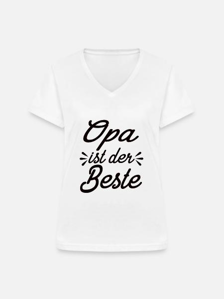 Opa Ist Der Beste - Frauen-T-Shirt mit V-Ausschnitt - Weiß