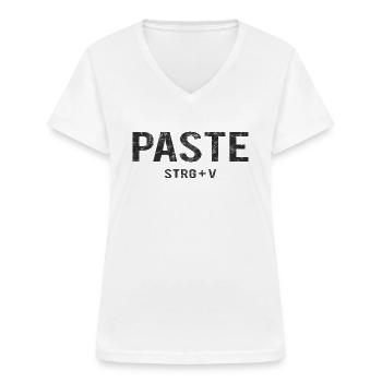 Paste CTRL+V - Women's V-neck T-shirt - white - Front - Lela (165cm)