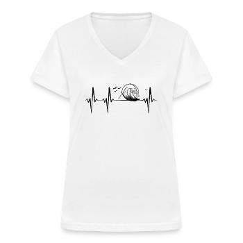 Meer Nordsee Welle Herzschlag Ostsee Küste Strand - Frauen-T-Shirt mit V-Ausschnitt - Weiß - Vorne - Lela (165cm)