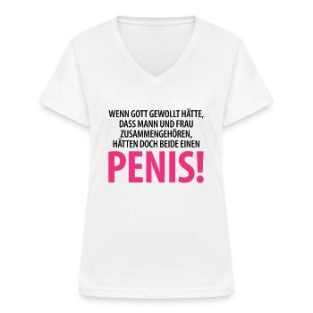 ehepaar penis schwul gay love tunte schwuler sex - Frauen-T-Shirt mit V-Ausschnitt - Weiß - Vorne - Lela (165cm)