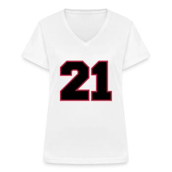 number21 - Women's V-neck T-shirt - white - Front - Lela (165cm)