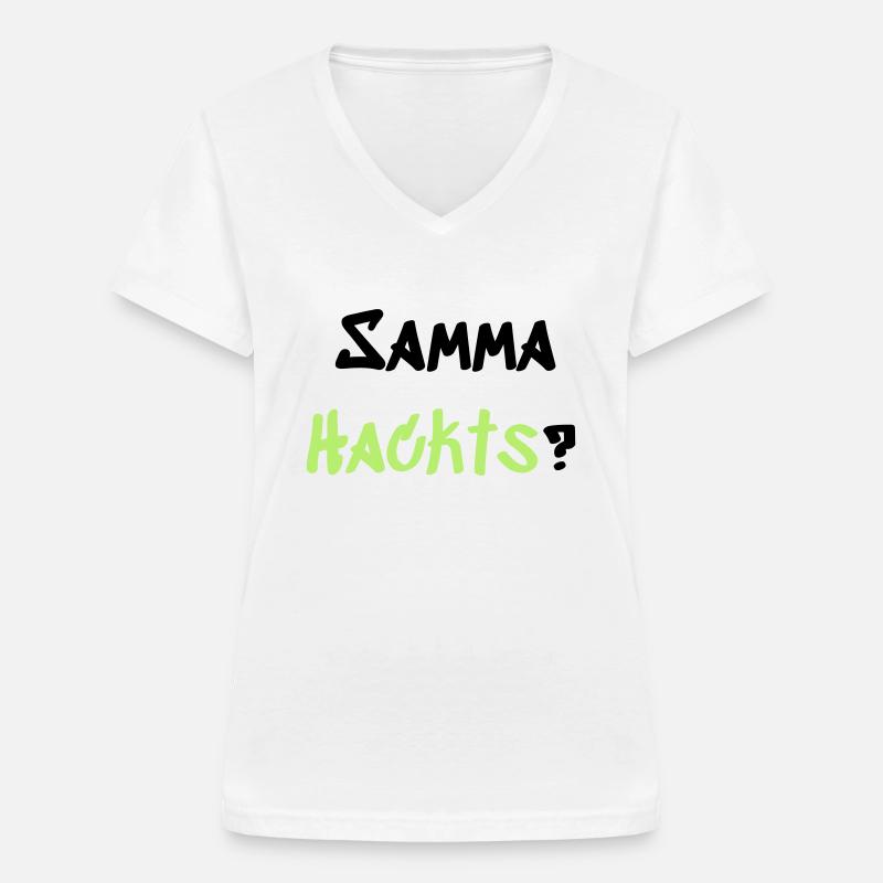 Samma Hackts - Frauen-T-Shirt mit V-Ausschnitt - Weiß