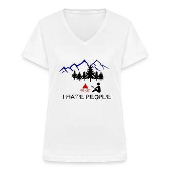 i hate people 002 - Frauen-T-Shirt mit V-Ausschnitt - Weiß - Vorne - Lela (165cm)