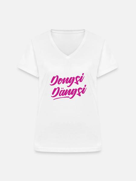 Dongsi Dängsi - Frauen-T-Shirt mit V-Ausschnitt - Weiß