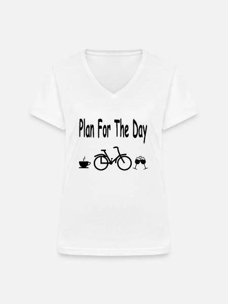 Fahrrad - Frauen-T-Shirt mit V-Ausschnitt - Weiß