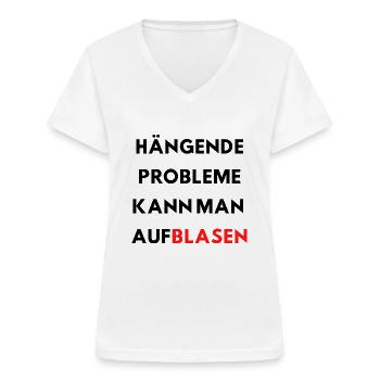 versaute Sprüche lustige Sprüche Probleme Blasen - Frauen-T-Shirt mit V-Ausschnitt - Weiß - Vorne - Lela (165cm)