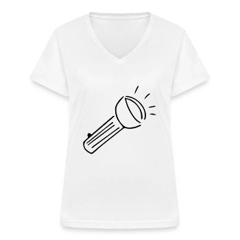 Taschenlampe,hell,Ausrüstung,geführt,Beleuchtung - Frauen-T-Shirt mit V-Ausschnitt - Weiß - Vorne - Lela (165cm)