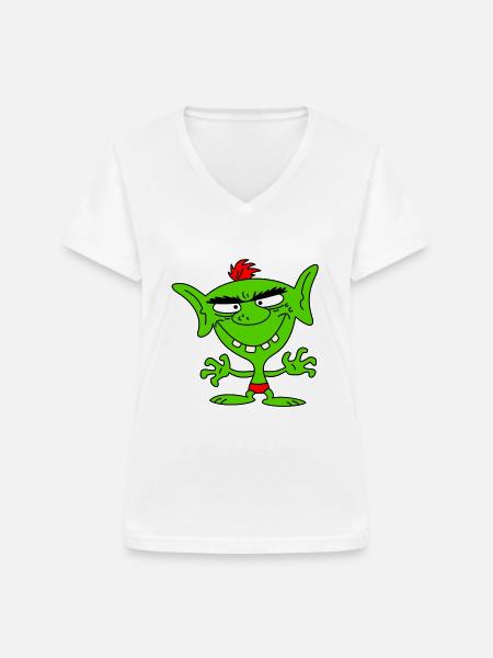 green goblin - Frauen-T-Shirt mit V-Ausschnitt - Weiß