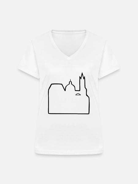 Aachener Dom Aachen - Frauen-T-Shirt mit V-Ausschnitt - Weiß