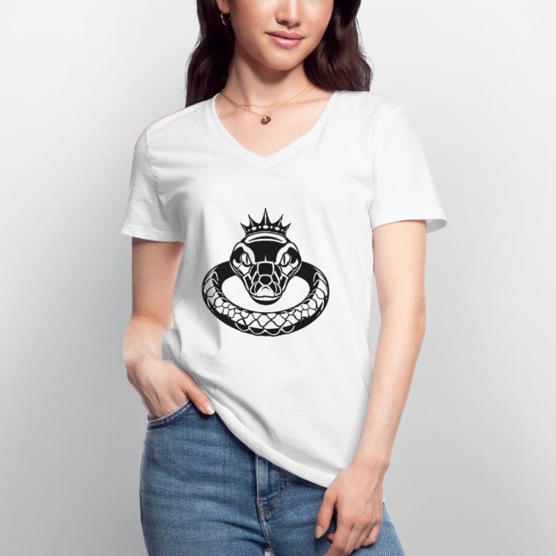 L’élégance du python royal T-shirt col V Femme