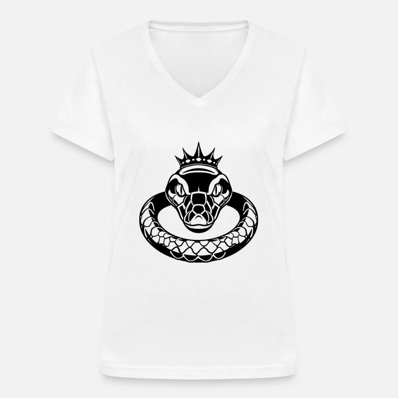 Elegance of the Royal Python - Women's V-neck T-shirt - white