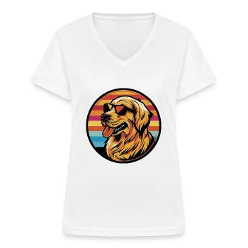 Golden Retriever Hund - Frauen-T-Shirt mit V-Ausschnitt - Weiß - Vorne - Lela (165cm)