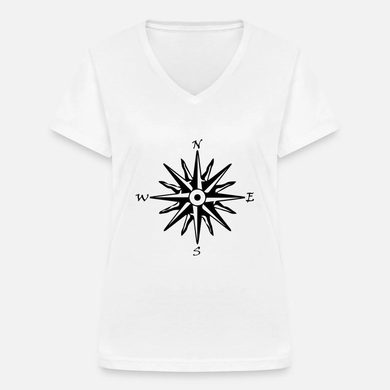 compassrose - Women's V-neck T-shirt - white