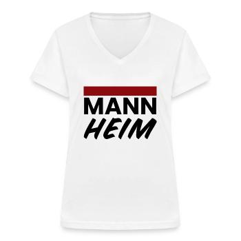 Mannheim Monnem - Frauen-T-Shirt mit V-Ausschnitt - Weiß - Vorne - Lela (165cm)