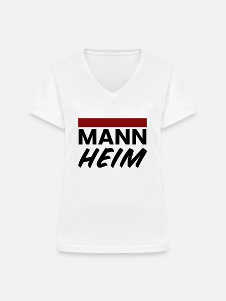 Mannheim Monnem - Frauen-T-Shirt mit V-Ausschnitt - Weiß