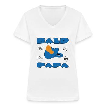 BALD PAPA - Women's V-neck T-shirt - white - Front - Lela (165cm)