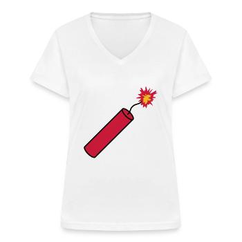 stange tnt dynamit explodieren explosion sprengsto - Frauen-T-Shirt mit V-Ausschnitt - Weiß - Vorne - Lela (165cm)