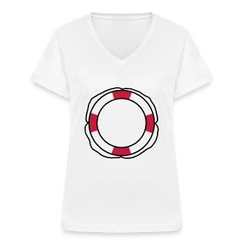 Bouée de sauvetage - V2 - T-shirt col V Femme - blanc - Devant - Lela (165cm)