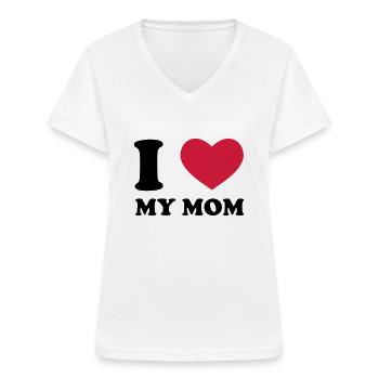 I Love My Mom - Frauen-T-Shirt mit V-Ausschnitt - Weiß - Vorne - Lela (165cm)