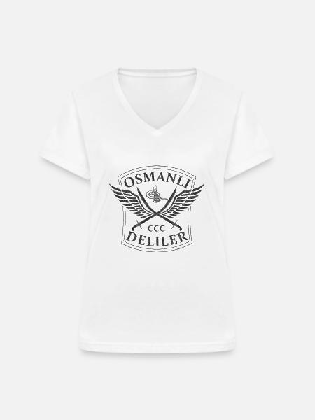 Deliler - Frauen-T-Shirt mit V-Ausschnitt - Weiß
