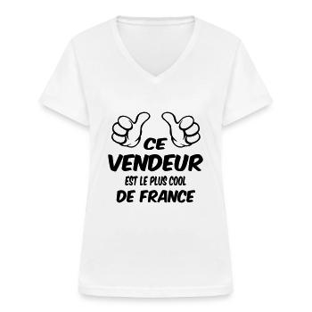 MEILLEUR VENDEUR - T-shirt col V Femme - blanc - Devant - Lela (165cm)