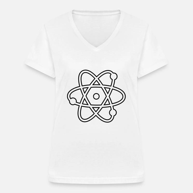 atom - T-shirt med V-ringning dam - vit