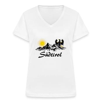 Südtirol Design - Frauen-T-Shirt mit V-Ausschnitt - Weiß - Vorne - Lela (165cm)