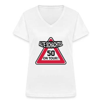 Geburstag Frau Alte Schachtel 50 Birthday - Frauen-T-Shirt mit V-Ausschnitt - Weiß - Vorne - Lela (165cm)