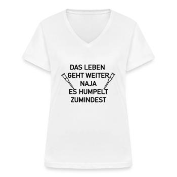 Das leben geht weiter - Frauen-T-Shirt mit V-Ausschnitt - Weiß - Vorne - Lela (165cm)