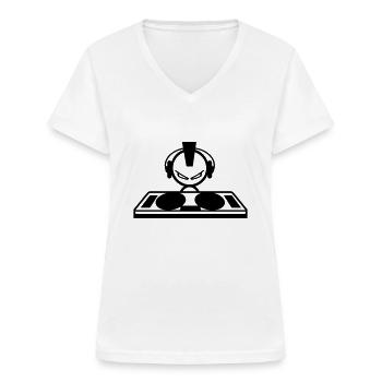 DJ - Women's V-neck T-shirt - white - Front - Lela (165cm)