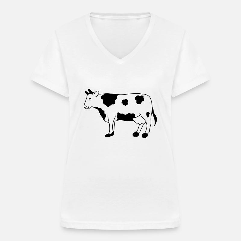 Cow - Women's V-neck T-shirt - white